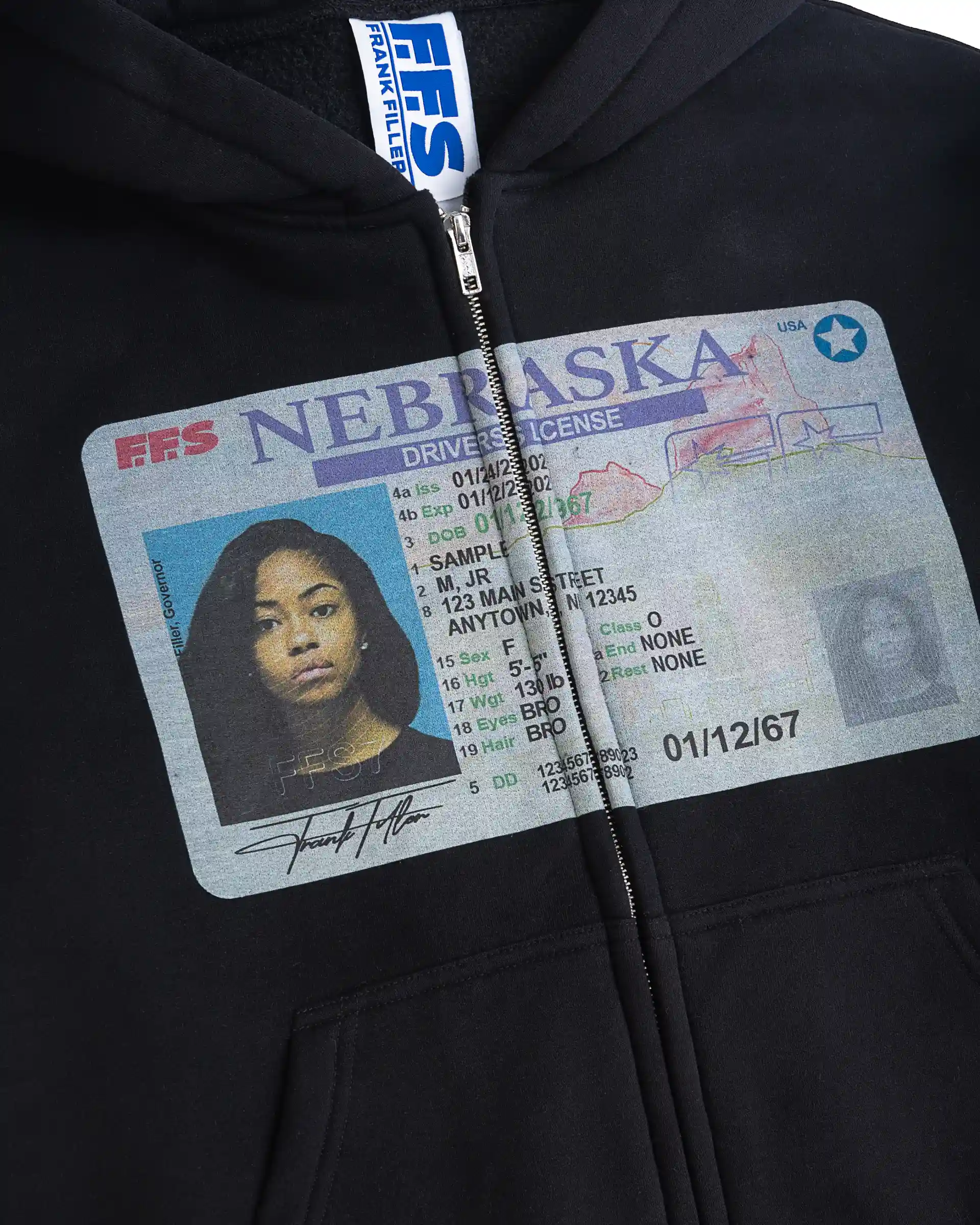 DRIVER LICENSE ZIP HOODIE BLACK - Image 6